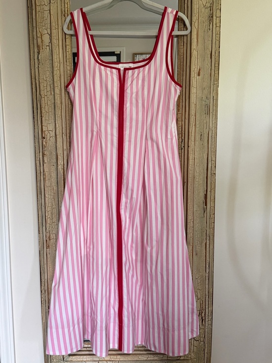 entro Dresses & Skirts - NWOT entro Pink and White Vertical Stripe Top with Red Trim